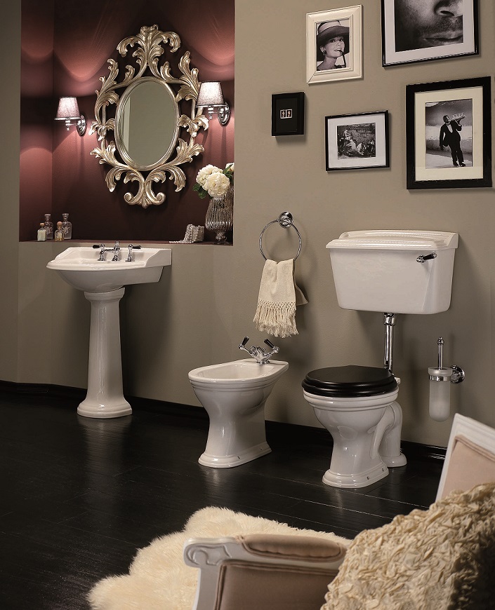 Gaia mobili - collection - sanitaryware - Oxford - PHOX07+PHOX09 - Cloakroom ceramic washbasin with column