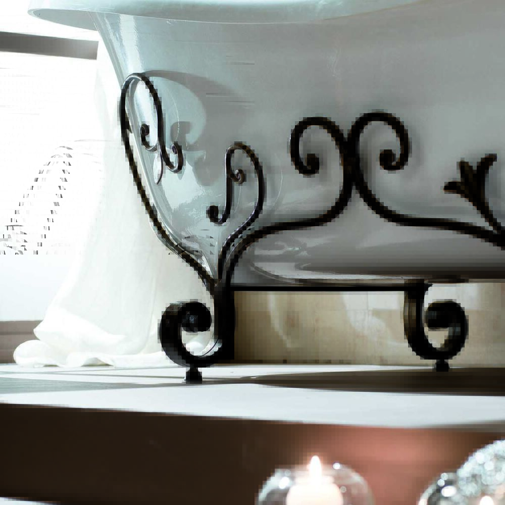Gaia mobili - complementi - vasche - Rose - Vasca in marmoresina con struttura in ferro battuto