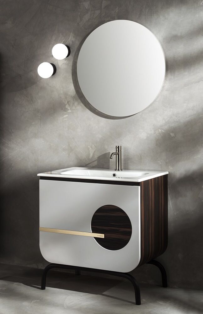 Gaia Mobili - complementi – mobili – studio - round 1 - lavabo in ceramica con mobile laccato