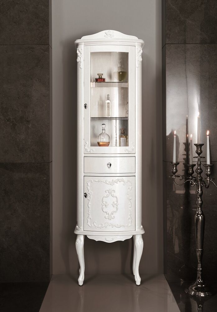 Gaia Mobili-Collection-Furniture-Luxury-Vetrina Murano - Finitura laccato lucido madreperla bianco 52x40,5x185h-2